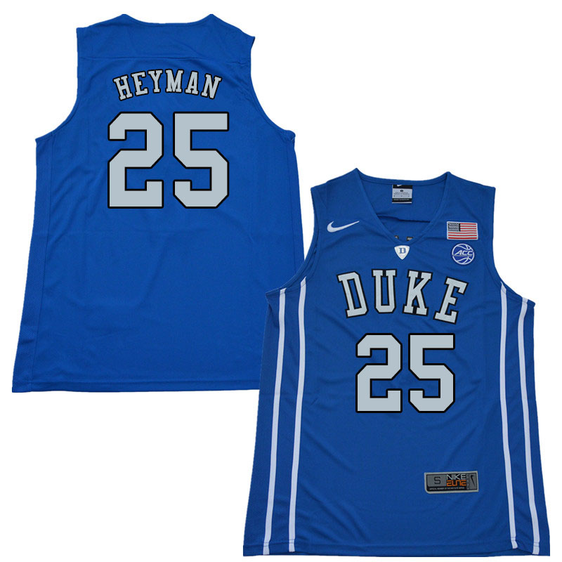 2018 Men #25 Art Heyman Duke Blue Devils College Basketball Jerseys Sale-Blue
